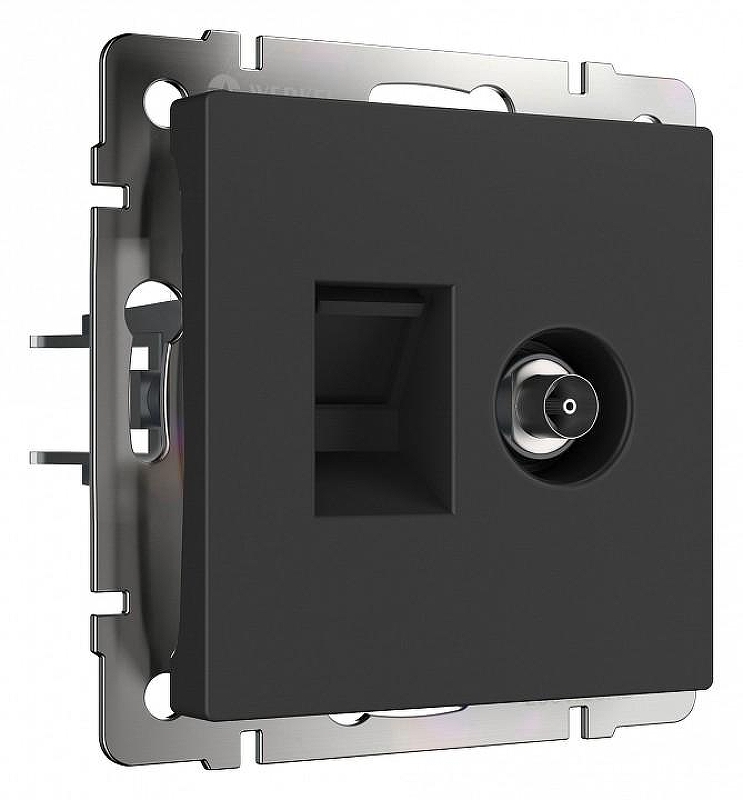 ТВ-розетка и розетка Ethernet RJ-45 без рамки Werkel черный матовый W1181308 цвет Черный