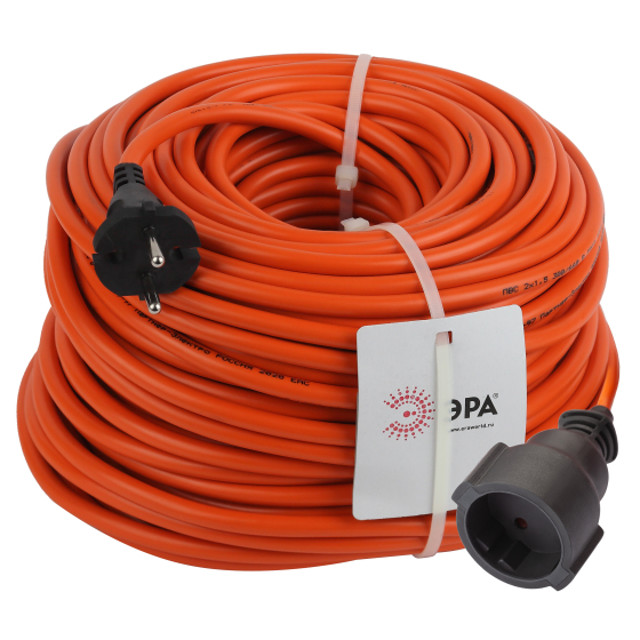 удлинитель ЭРА 50м 1-местный б/з 10А IP44 2х1,5мм ПВС оранжевый