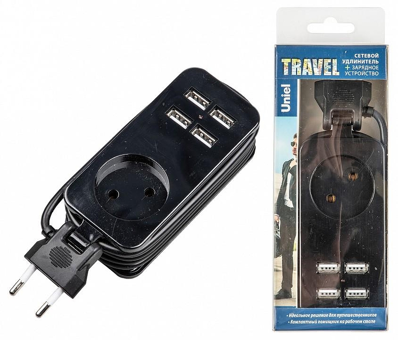 Удлинитель Uniel Travel UL-00011133 цвет Черный