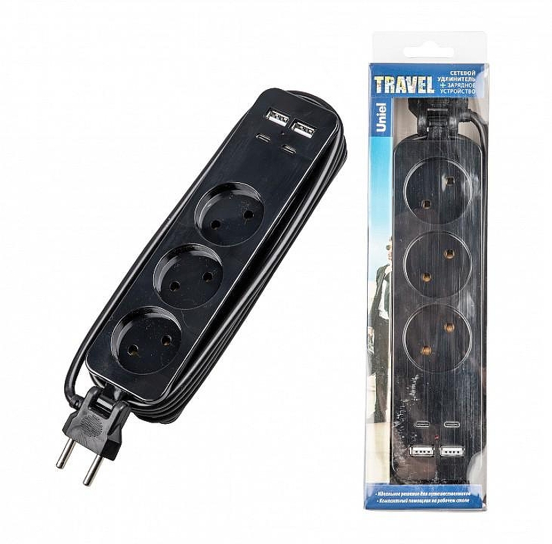 Удлинитель Uniel Travel UL-00011139 цвет Черный