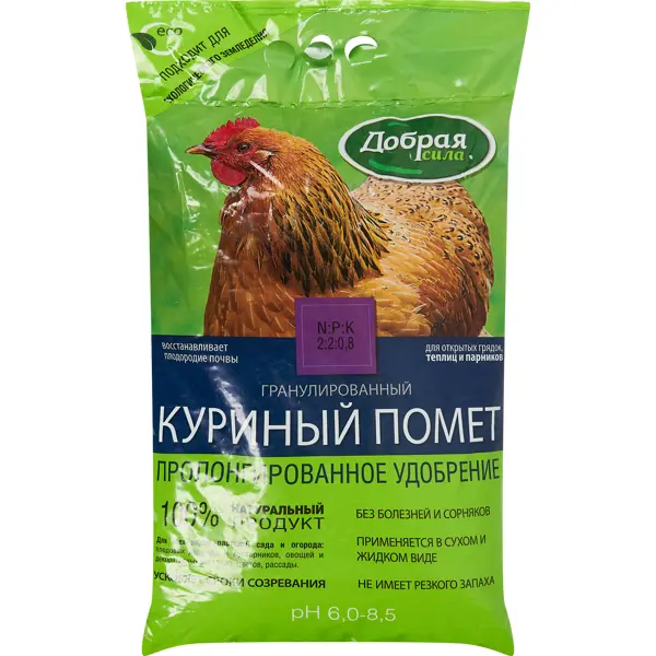 Удобрение Добрая сила Куриный помет, 5 кг
