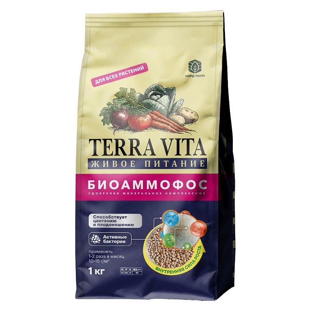 удобрение минеральное TERRAVITA Биоаммофос 1кг комплексное