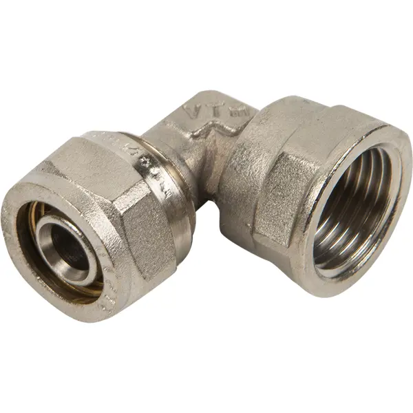 Угол комбинированный 90° Valtec 1/2"x16 мм ВР никелированная латунь VTM.352