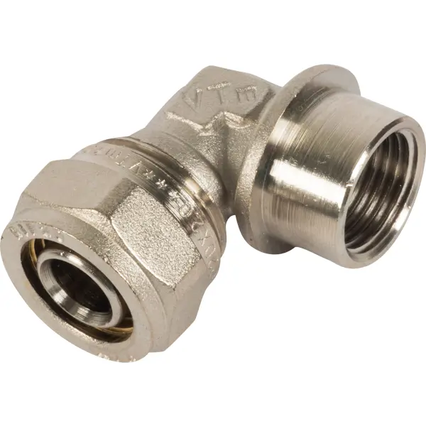 Угол комбинированный 90° Valtec 1/2"x20 мм ВР никелированная латунь VTM.352