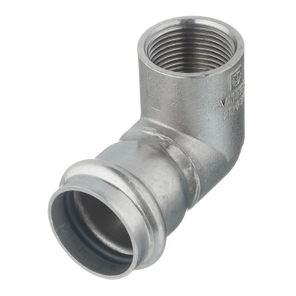 Угол Valtec 90° 28 мм х 3/4 ВР нержавеющая сталь (VTi.952.I.002805)