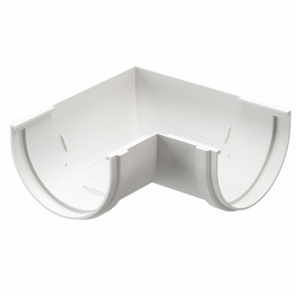 Угол желоба пластиковый d120 мм 90° Docke Standard пломбир RAL 9003