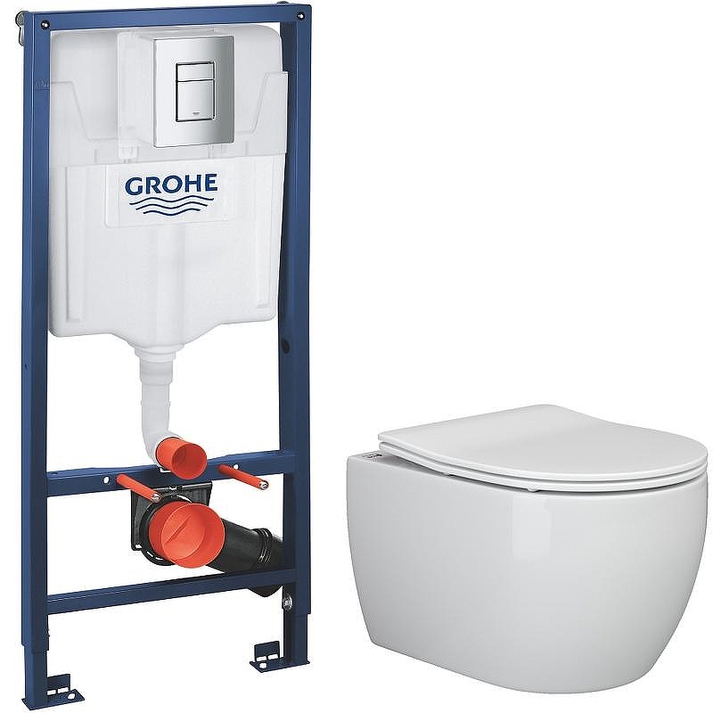 Унитаз Ceramicanova Play CN3001 с инсталляцией Grohe Rapid SL 38772001 с сиденьем Микролифт с кнопкой Хром