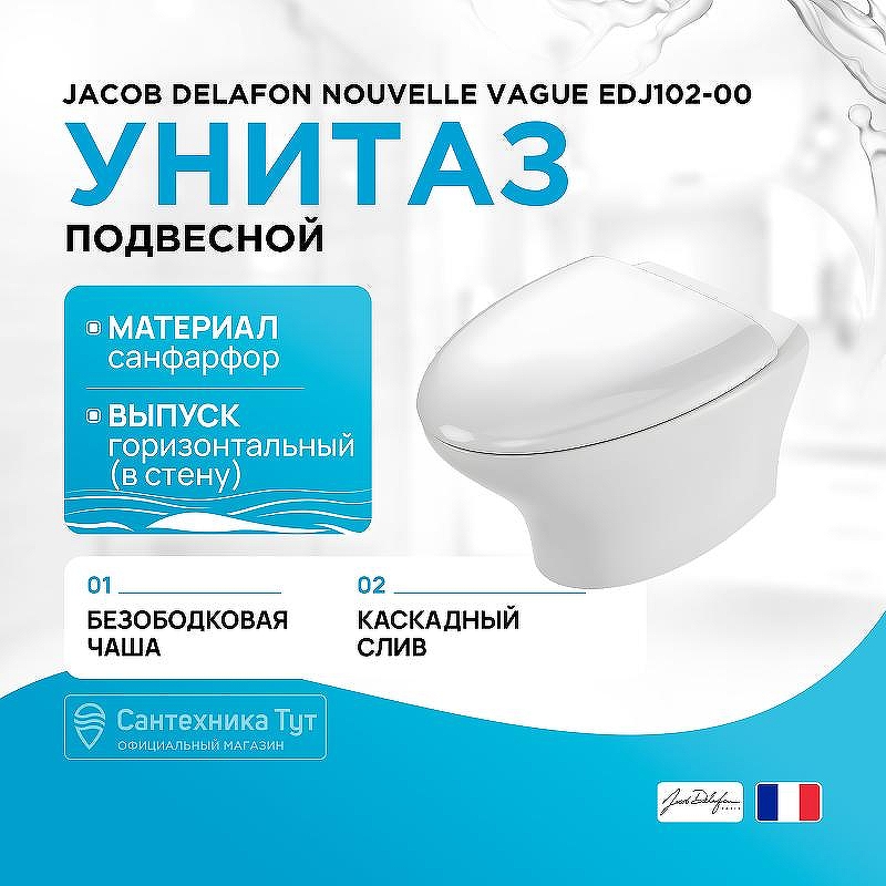 Унитаз Jacob Delafon Nouvelle Vague EDJ102-00 подвесной без сиденья