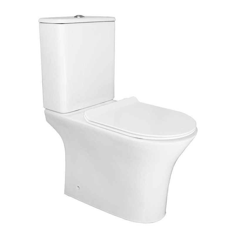 Унитаз компакт Azario Fretta Round AZ-1217 + AZ-1216 цвет Белый с бачком и сиденьем Микролифт