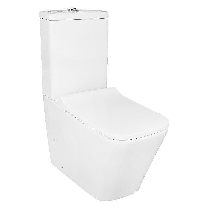 Унитаз компакт Azario Quadro AZ-2175-1 цвет Белый с бачком и сиденьем Микролифт