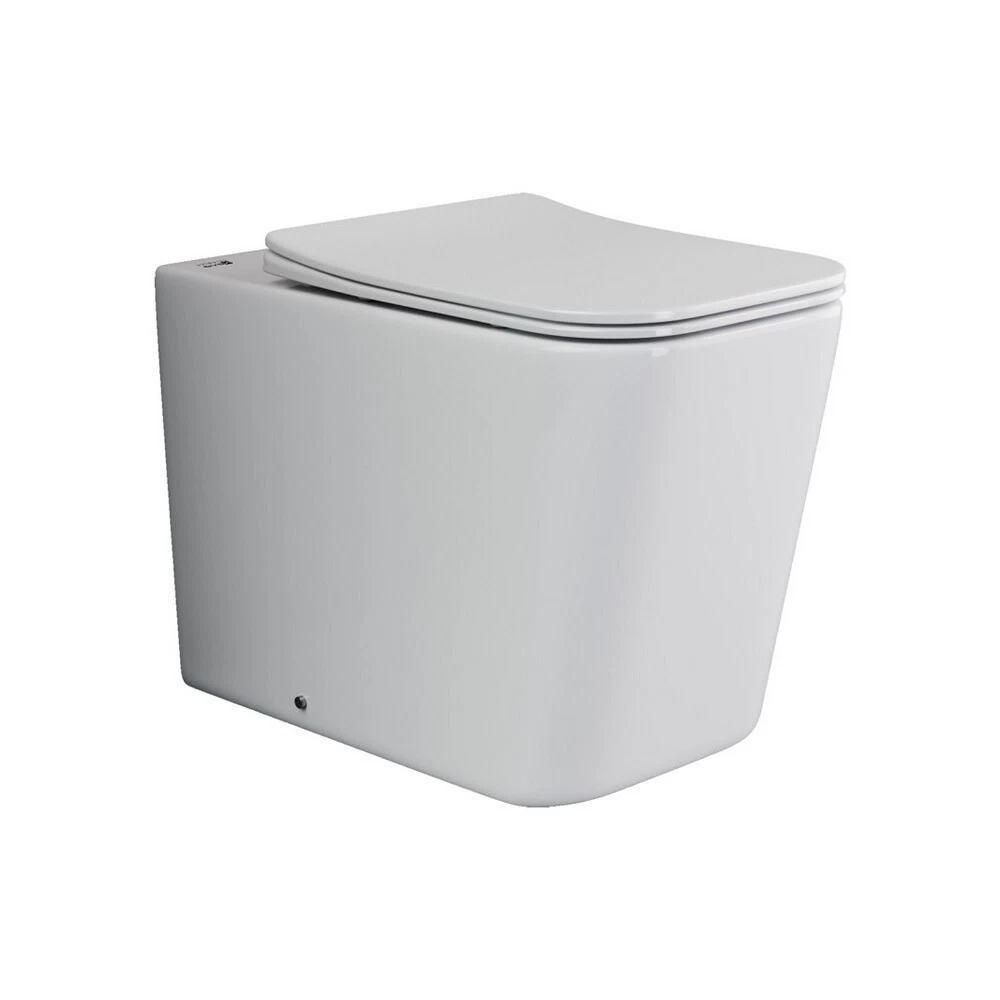 Унитаз напольный приставной Ceramicanova Cubic Rimless с горизонтальным выпуском с сиденьем дюропласт микролифт (CN1809)