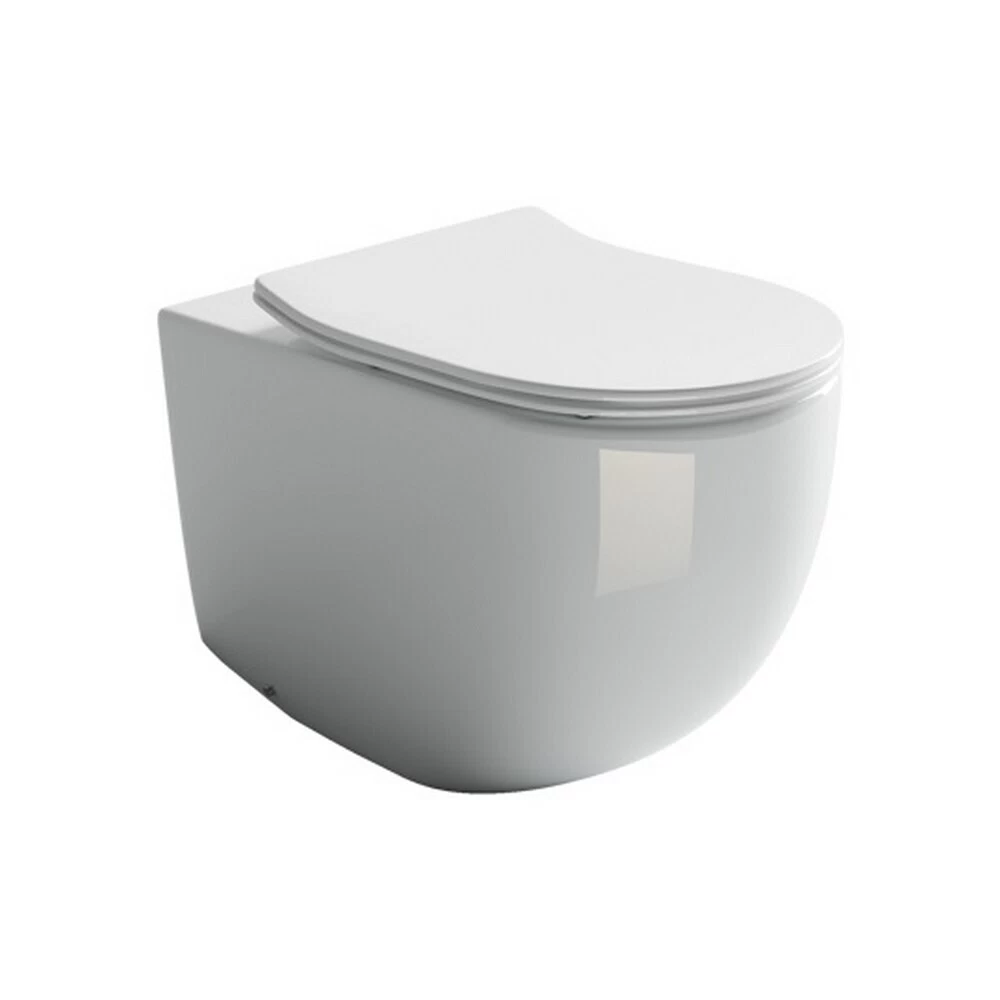 Унитаз напольный приставной Ceramicanova Metropol Rimless с горизонтальным выпуском с сиденьем дюропласт микролифт (CN4004)