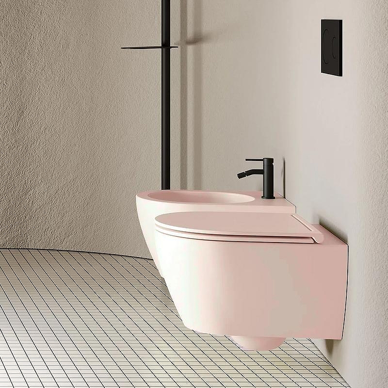 Унитаз Scarabeo Glam 5201/TW54+BIOKER подвесной цвет Античный розовый матовый (antique pink matt) без сиденья