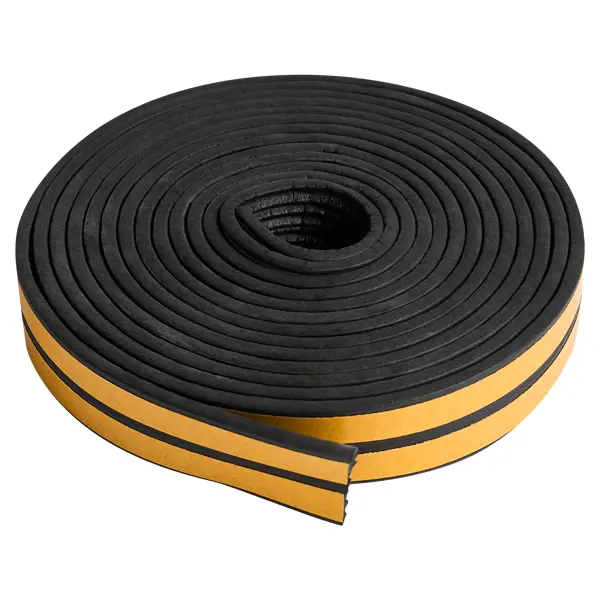 Уплотнитель EPDM для окон и дверей самоклеящийся MONLID E-профиль 6 м цвет черный