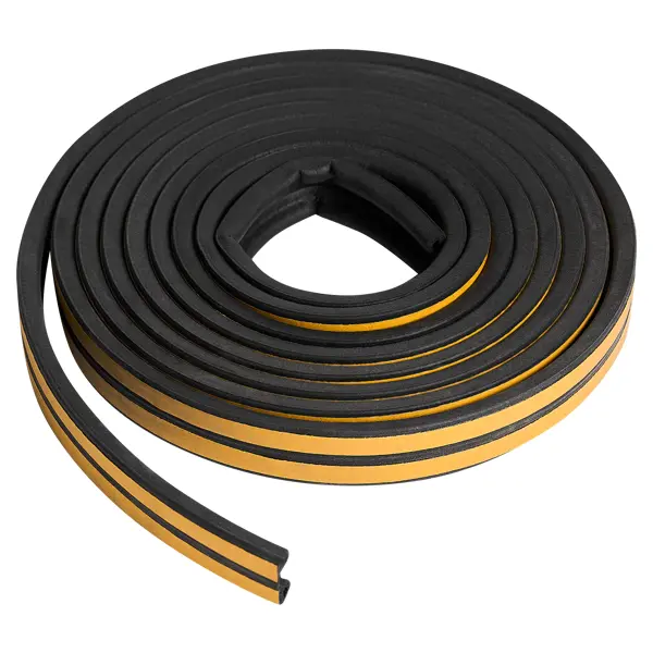 Уплотнитель EPDM для окон и дверей самоклеящийся MONLID P-профиль 6 м цвет черный