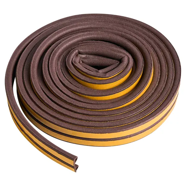 Уплотнитель EPDM для окон и дверей самоклеящийся MONLID P-профиль 6 м цвет коричневый
