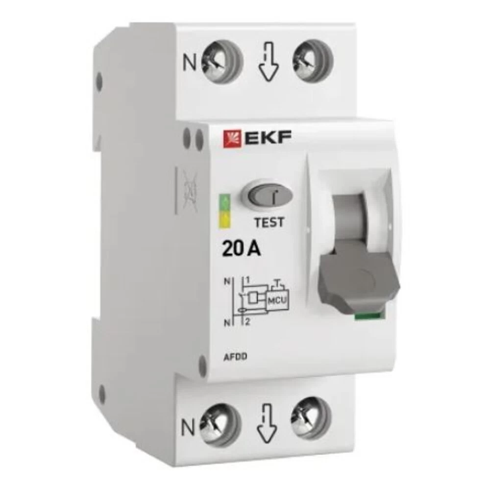 Устройство защиты от дугового пробоя EKF PROxima 20-pro 2P 20А 230 В на DIN-рейку (afdd-2-20-pro)