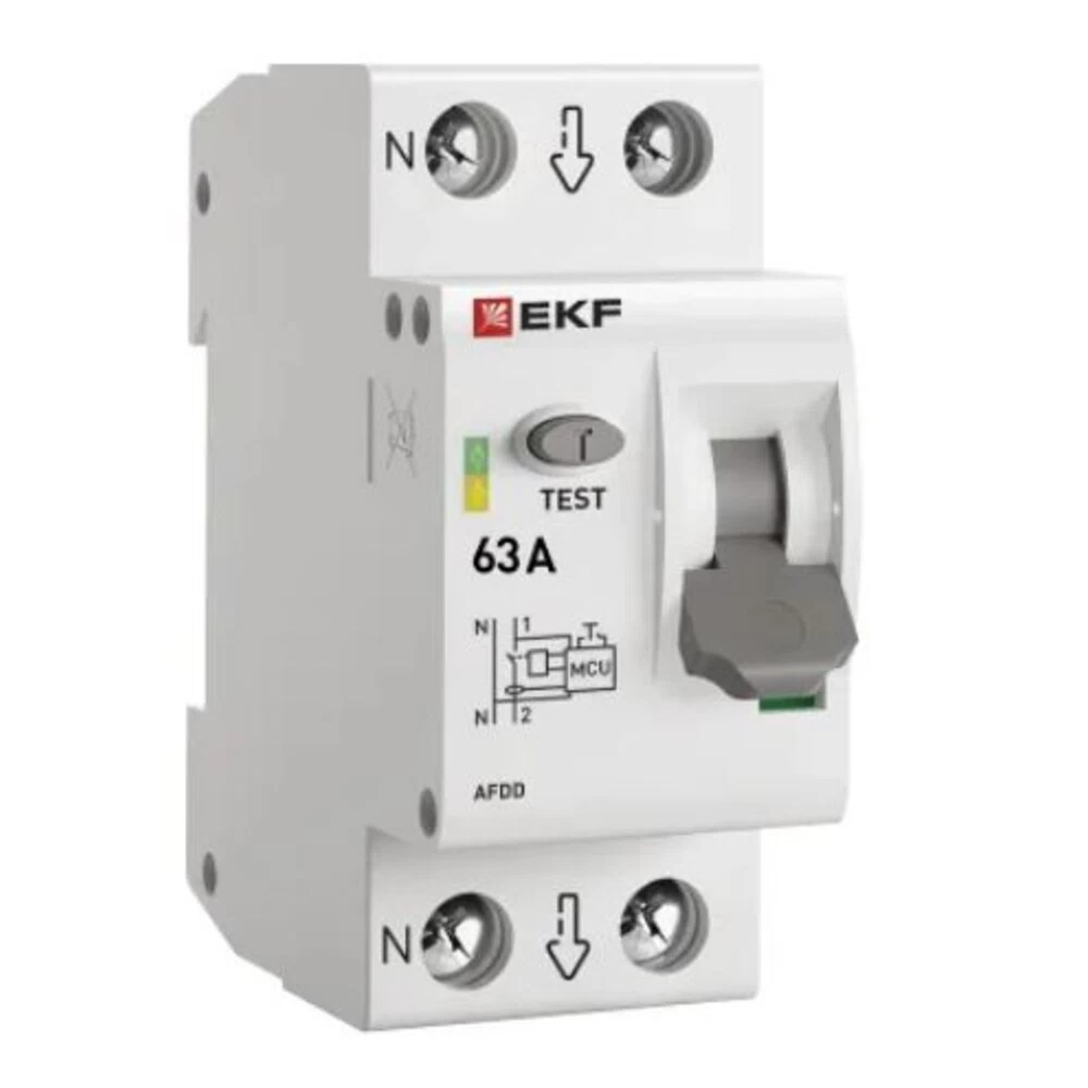 Устройство защиты от дугового пробоя EKF PROxima 63-pro 2P 63А 230 В на DIN-рейку (afdd-2-63-pro)