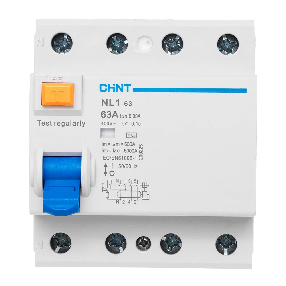 УЗО Chint NL1-63 63А 3P+N тип AC 30 мА 6 кА (200225)