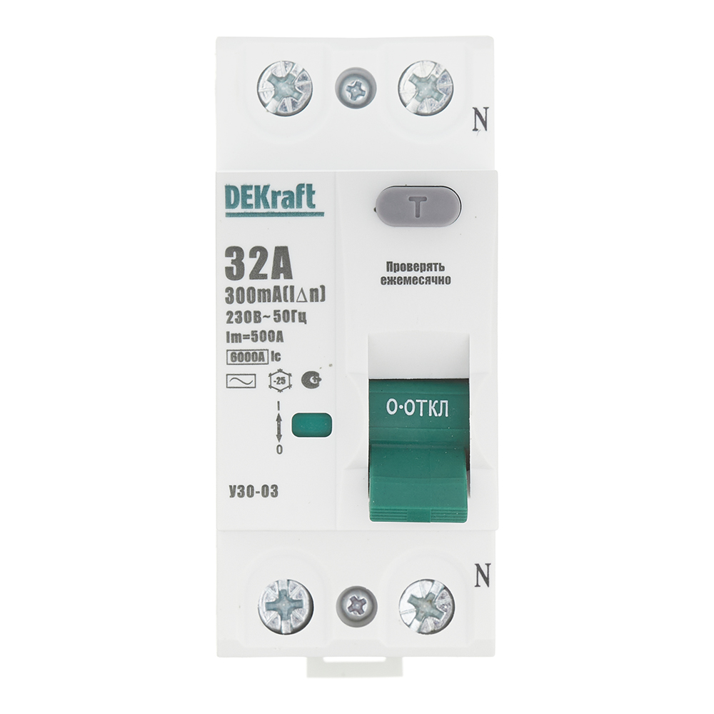 УЗО Dekraft УЗО-03 32А 1P+N тип AC 300 мА 6 кА компактное (14069DEK)