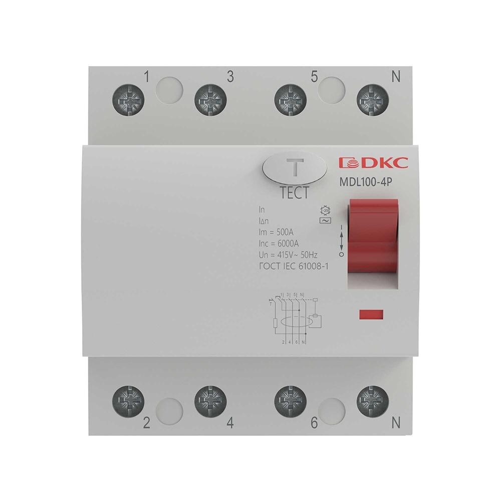 УЗО DKC Yon Max 63А 3P+N тип AC 100 мА 10 кА (MDL100-4P3-63-AC)