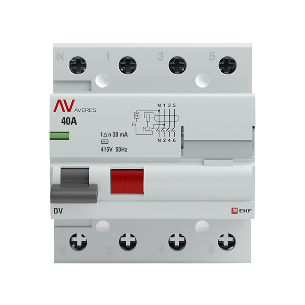 УЗО EKF Averes DV 40А 3P+N тип AC 30 мА 10 кА (rccb-4-40-30-ac-av)