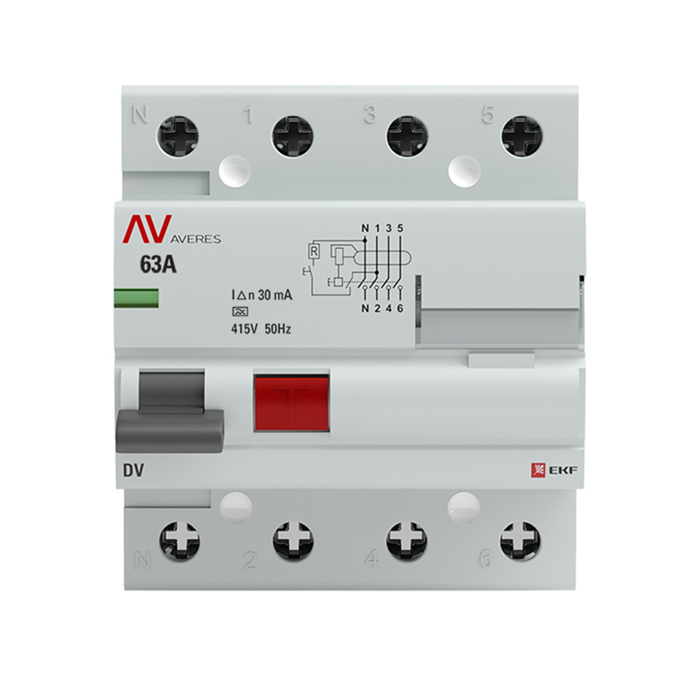 УЗО EKF Averes DV 63А 3P+N тип A 30 мА 10 кА (rccb-4-63-30-a-av)