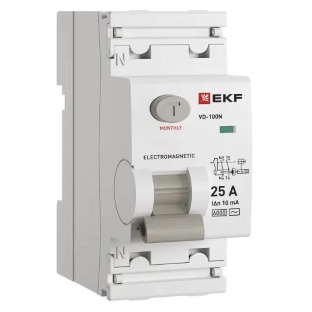 УЗО EKF PROxima ВД-100N 25А 1P+N тип AC 10 мА 6 кА (E1026M2510)