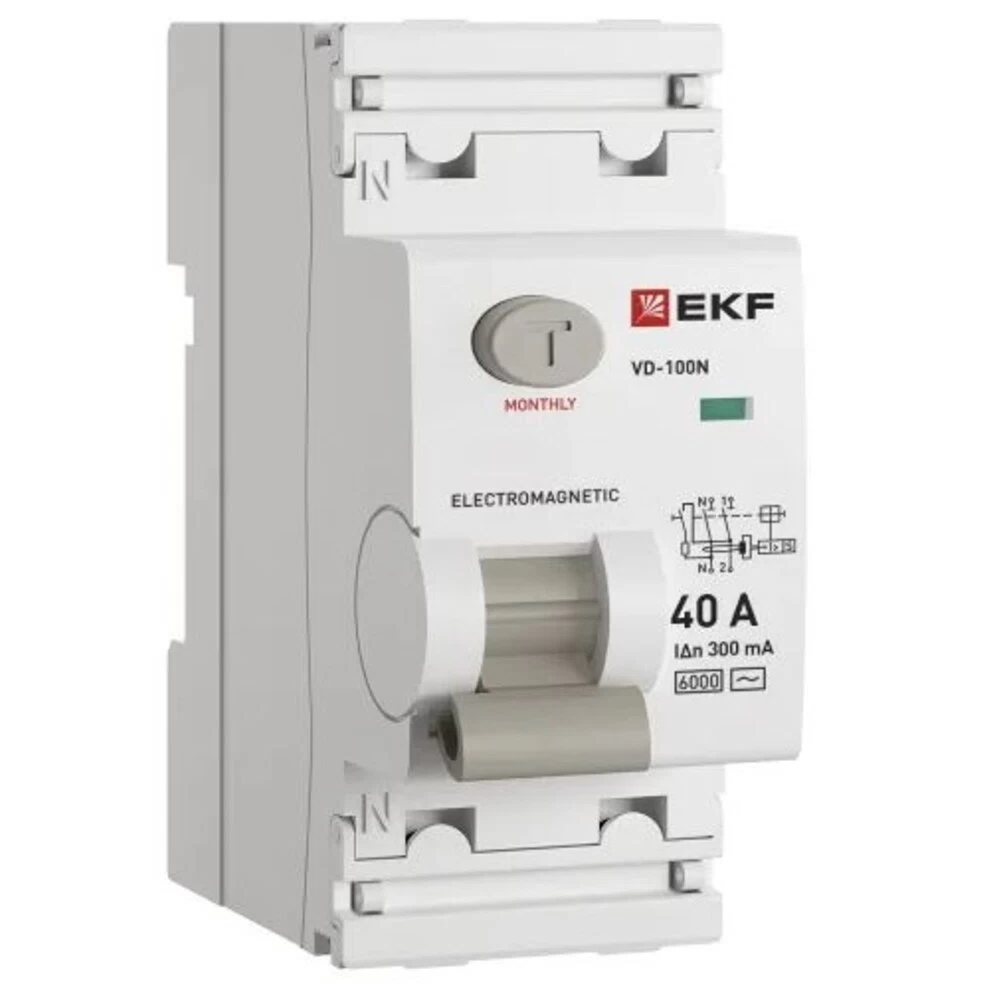 УЗО EKF PROxima ВД-100N 40А 1P+N тип AC 300 мА 6 кА (E1026M40300)