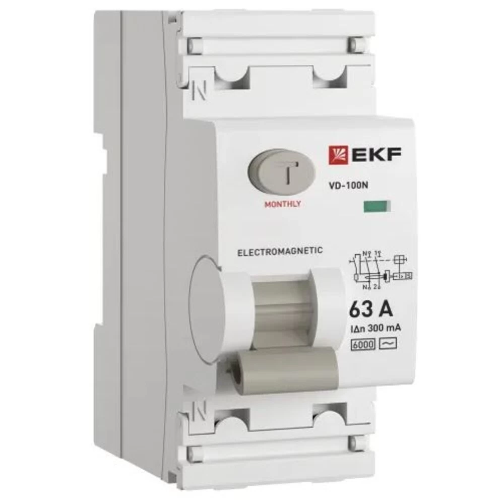 УЗО EKF PROxima ВД-100N 63А 1P+N тип AC 300 мА 6 кА (E1026M63300)