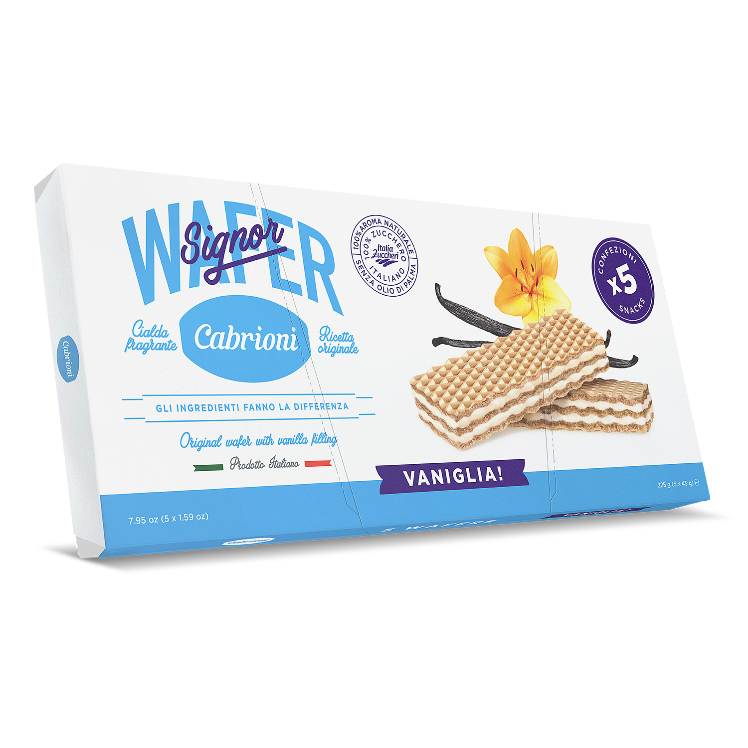 Вафли Cabrioni Signor Wafer ваниль 5x45 г