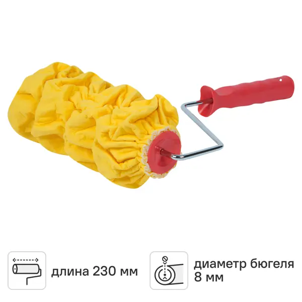 Валик фактурный для водных красок 230 мм Pqtools эффект Морозное утро поролон с ручкой