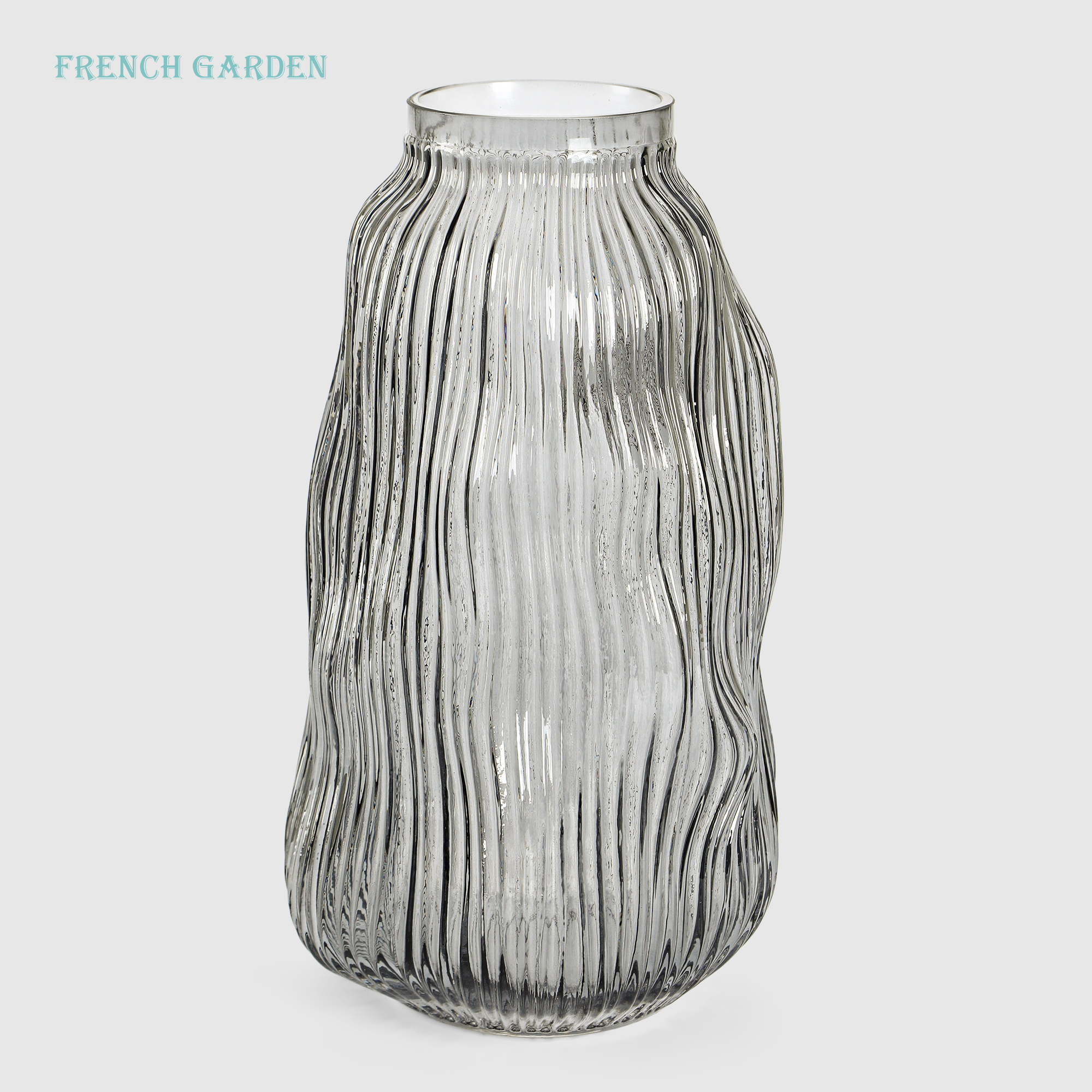 Ваза French garden стекло с рельефом, графит 32,5 см