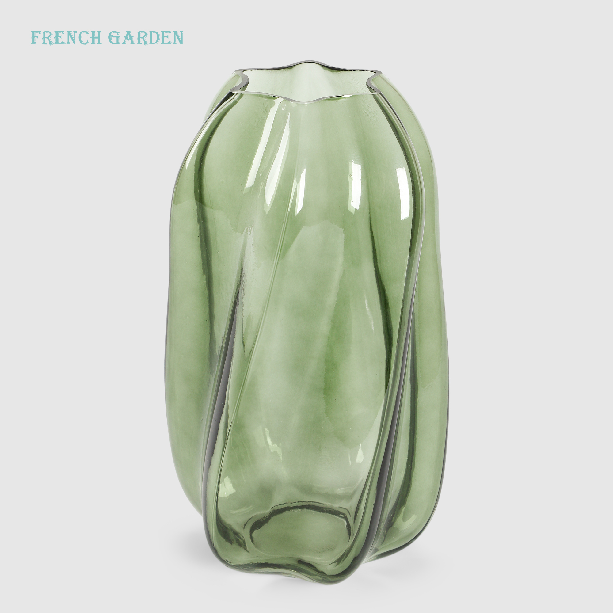 Ваза French garden стекло, зелёная, 28 см