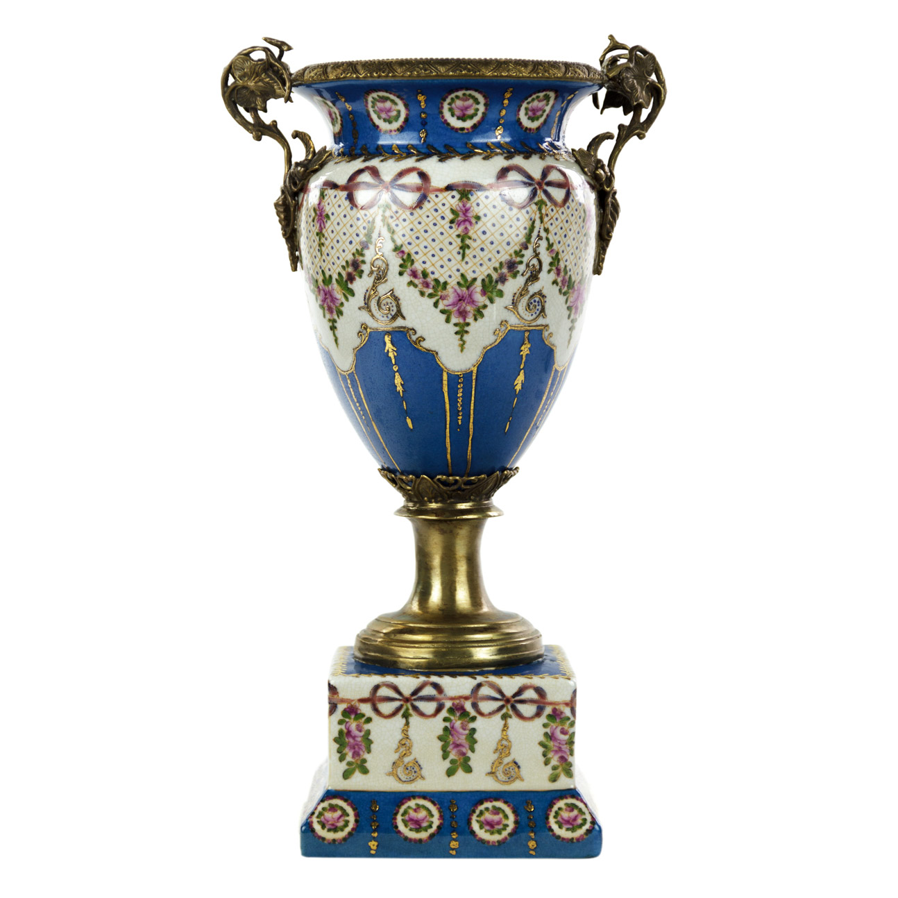 Ваза Glasar фарфоровая голубая, 39,37 см