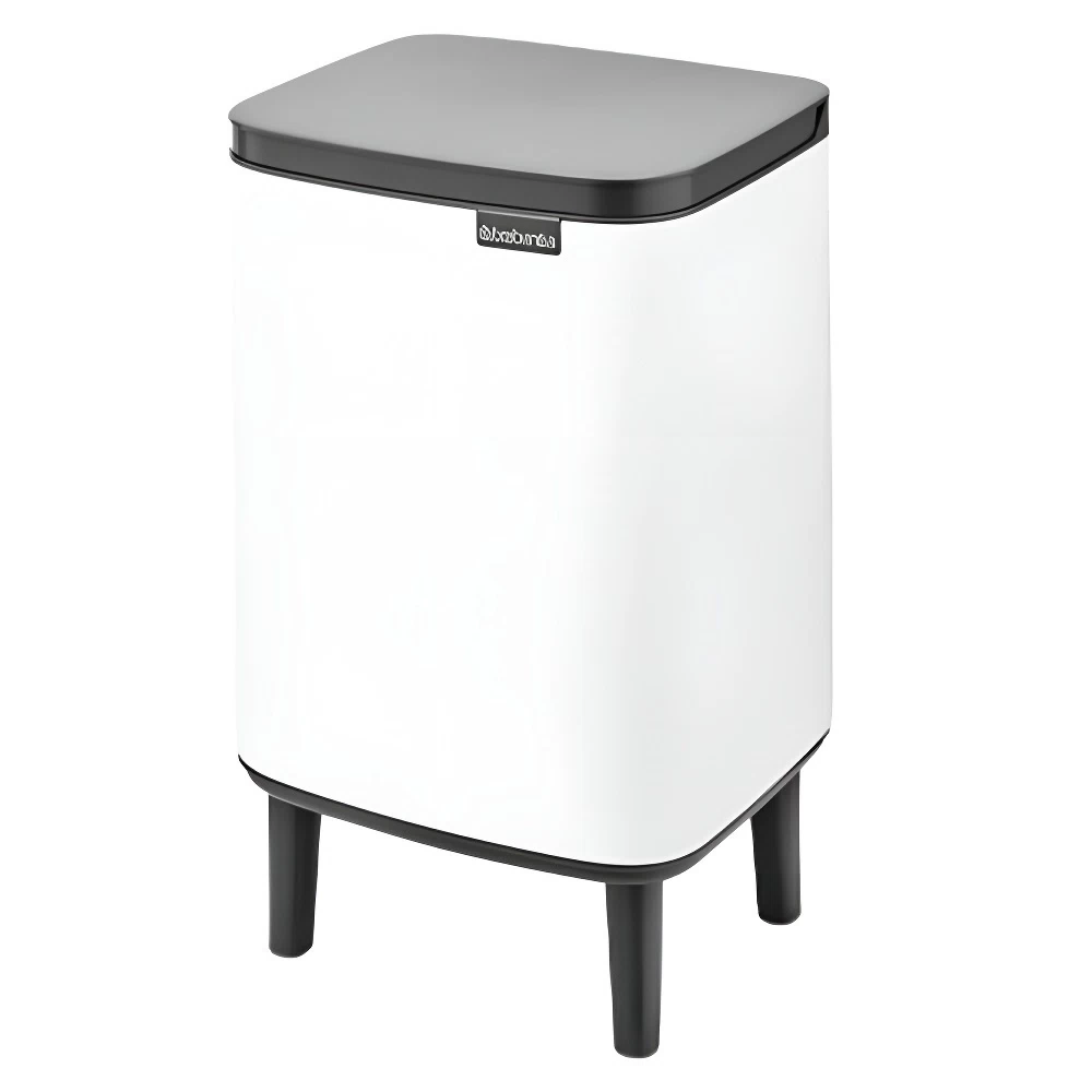Ведро для мусора Brabantia Bo Hi с крышкой 7 л металл белое