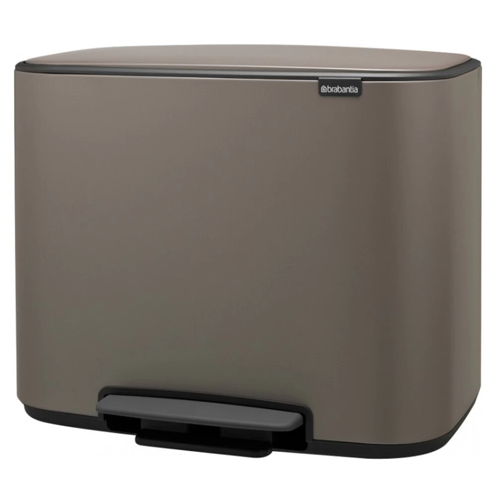 Ведро для мусора Brabantia Bo Pedal Bin с крышкой двухсекционное 23/11 л металл платиновое с педалью