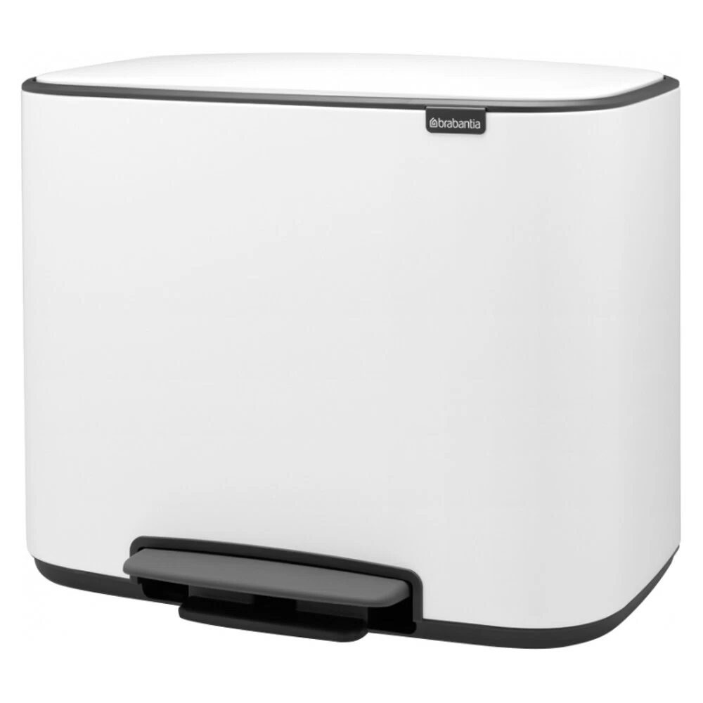 Ведро для мусора Brabantia Bo Pedal Bin с крышкой трехсекционное 11/11/11 л металл белое с педалью