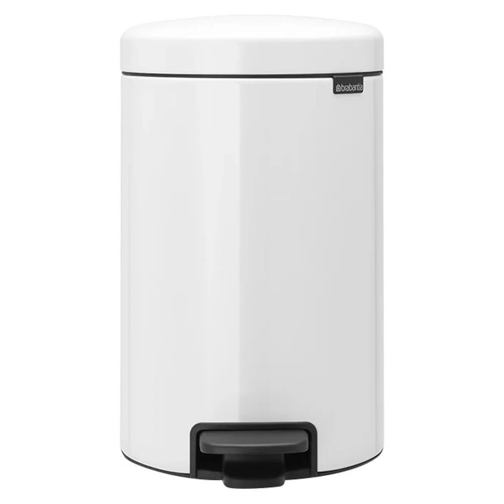 Ведро для мусора Brabantia NewIcon с крышкой 12 л металл белое с педалью с внутренним металлическим ведром