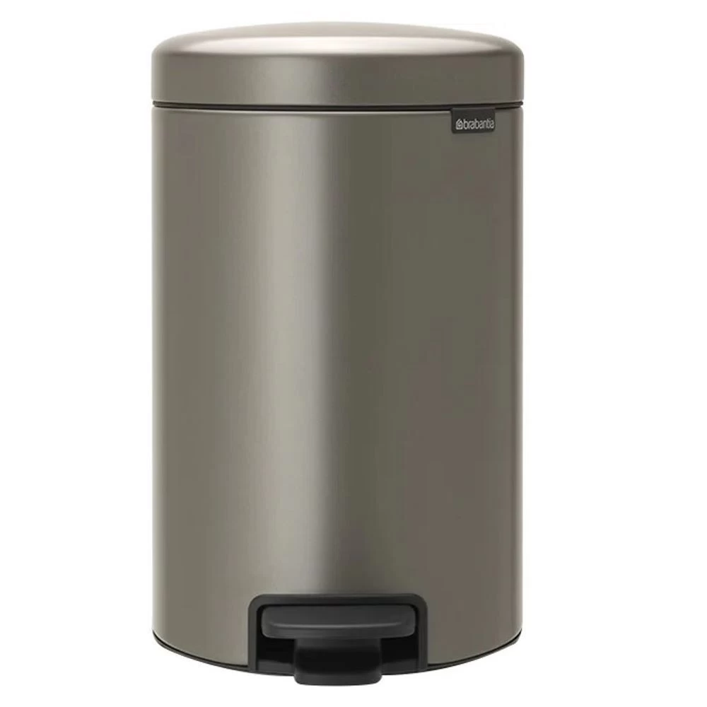 Ведро для мусора Brabantia NewIcon с крышкой 12 л металл платиновое с педалью