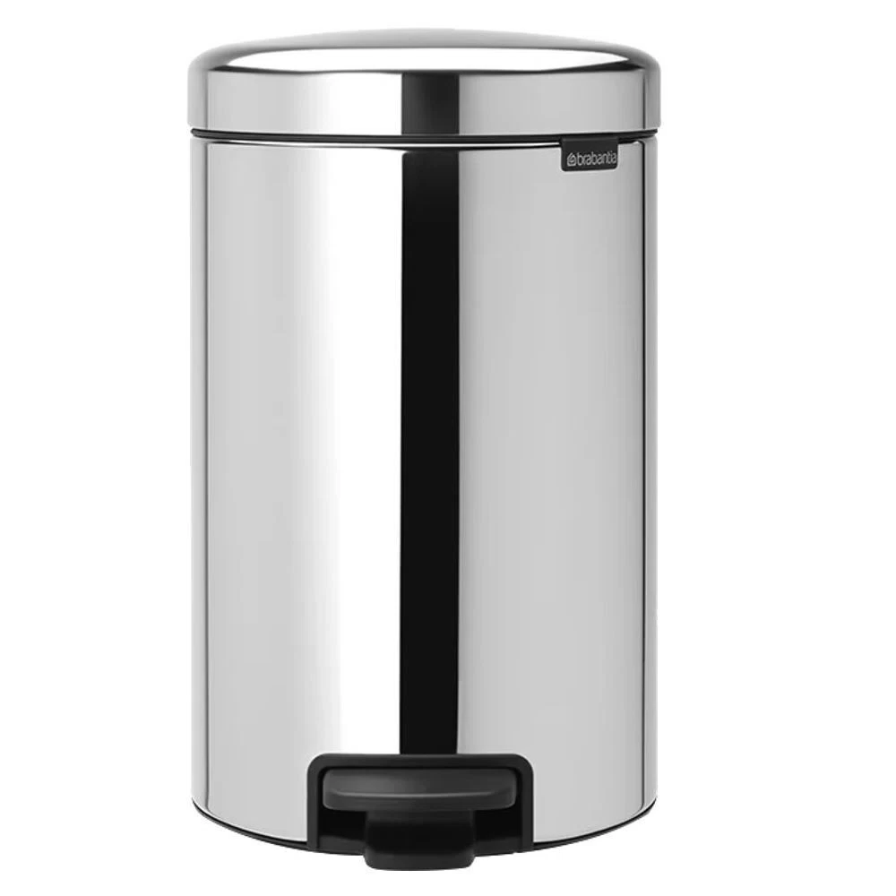 Ведро для мусора Brabantia NewIcon с крышкой 12 л металл стальное полированное с педалью с внутренним пластиковым ведром