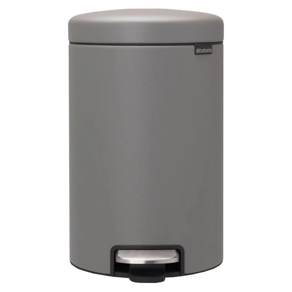 Ведро для мусора Brabantia NewIcon с крышкой 12 л металл серое с напылением с педалью