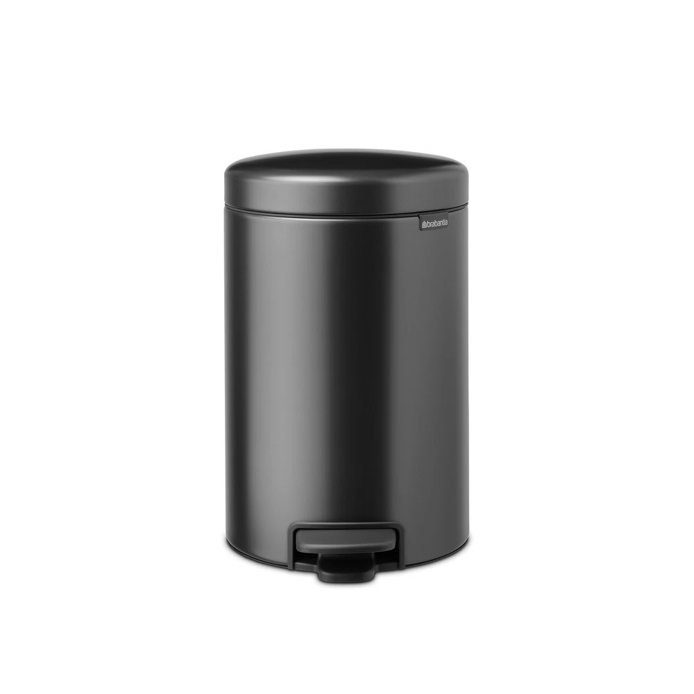 Ведро для мусора Brabantia NewIcon с крышкой 12 л металл темно-серое с педалью