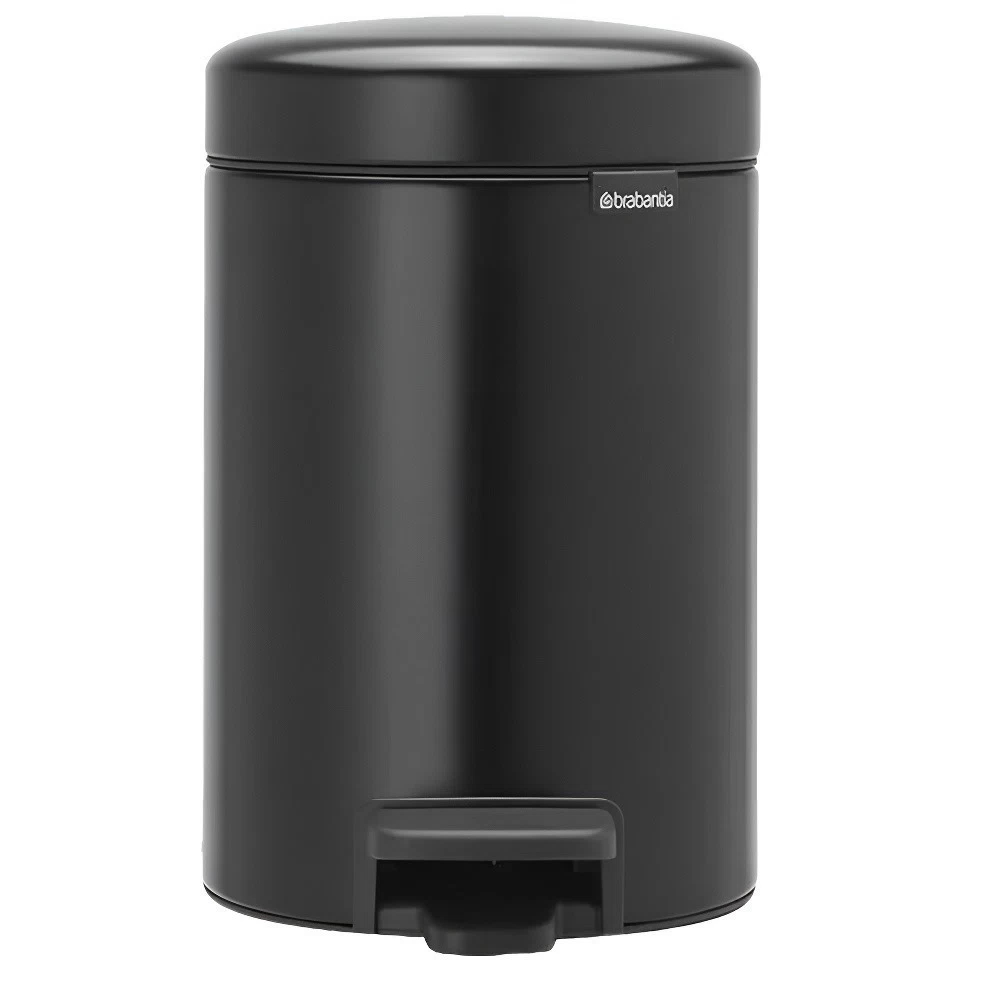 Ведро для мусора Brabantia NewIcon с крышкой 3 л металл черное матовое с педалью