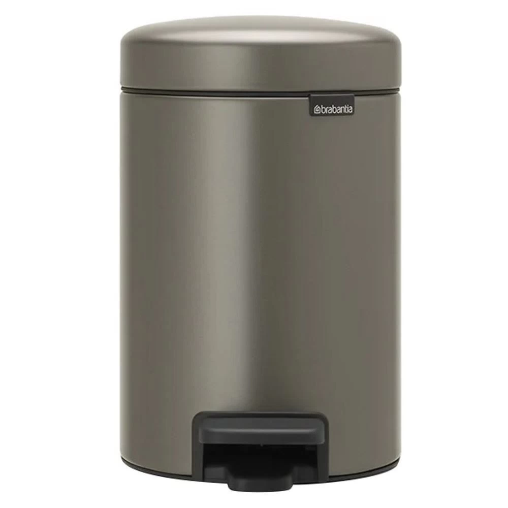 Ведро для мусора Brabantia NewIcon с крышкой 3 л металл платиновое с педалью