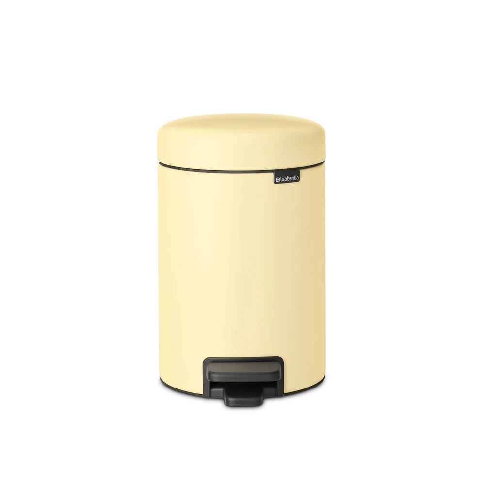 Ведро для мусора Brabantia NewIcon с крышкой 3 л металл ванильно-желтое с педалью