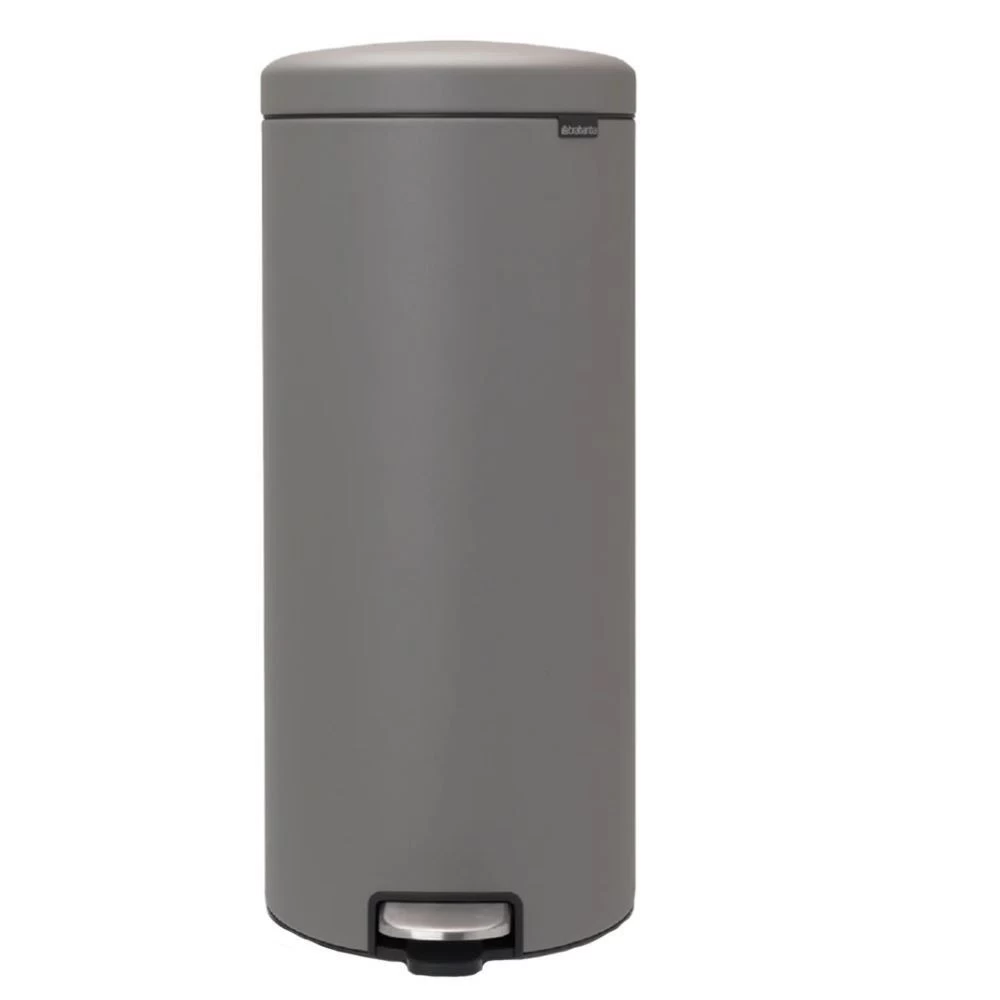 Ведро для мусора Brabantia NewIcon с крышкой 30 л металл серое с напылением с педалью