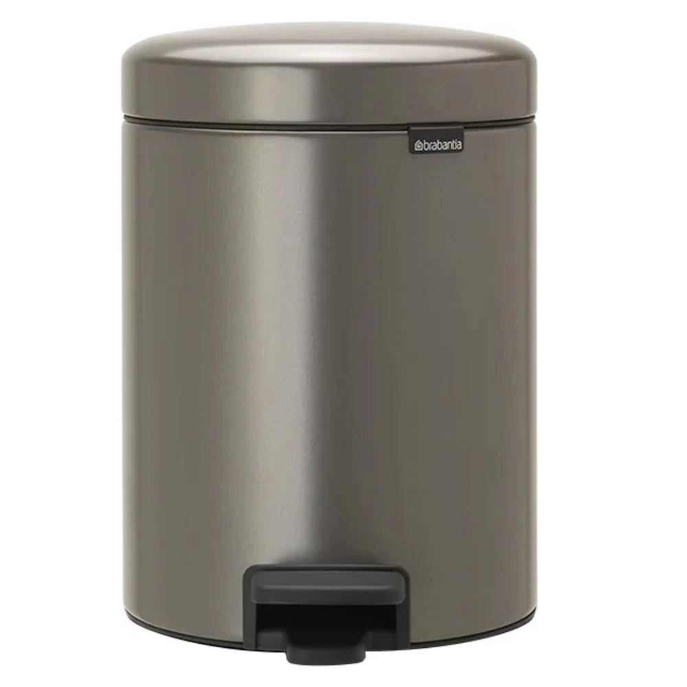 Ведро для мусора Brabantia NewIcon с крышкой 5 л металл платиновое с педалью