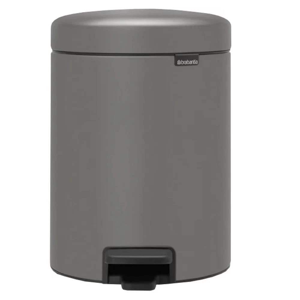 Ведро для мусора Brabantia NewIcon с крышкой 5 л металл серое с напылением с педалью