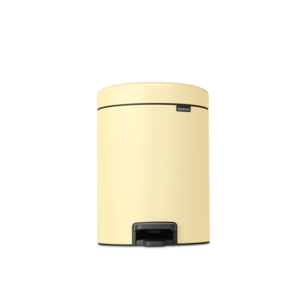 Ведро для мусора Brabantia NewIcon с крышкой 5 л металл ванильно-желтое с педалью